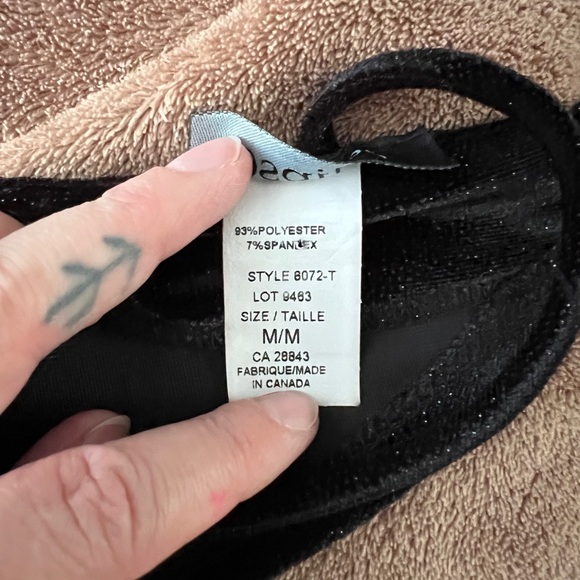 Black Velvet Crop Top with Tie Back - Picture 6 of 6